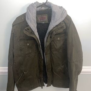 Men's Levi's Washed Cotton Quilt-Lined Hooded Trucker Jacket